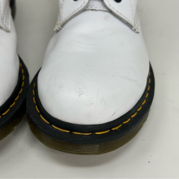 Dr. Martens *1460 Flat White Combat Boots - WHITE & BLACK - Picture 3 of 12